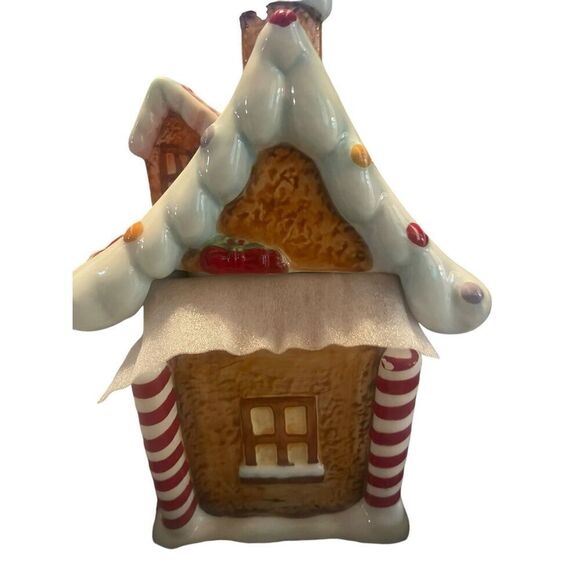 Sleigh Bell Bistro Home Decor Multicolor Ceramic Gingerbread House Container - Picture 2 of 14